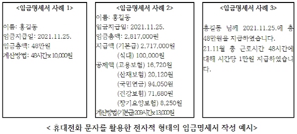 임금명세서 안 주면 500만 원 이하의 과태료 부과