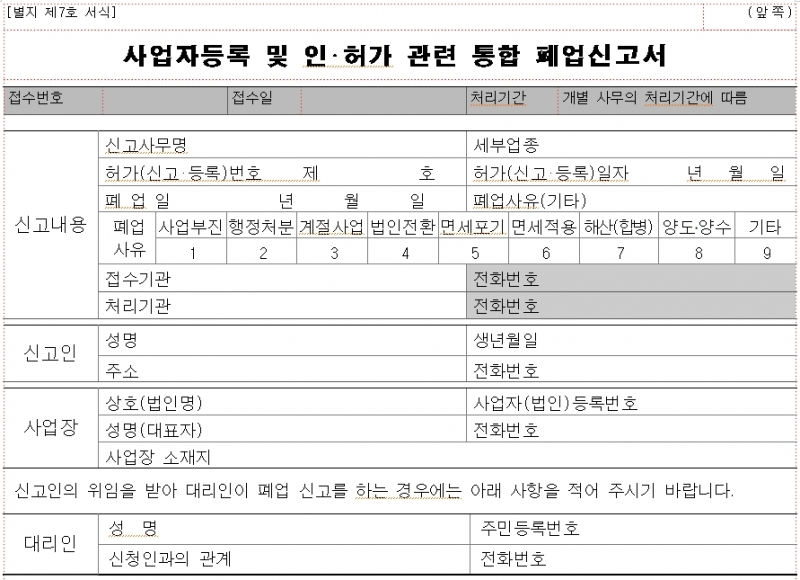 사업자가 폐업하려면 세무서 또는 시‧군‧구청에 폐업신고를 해야 한다