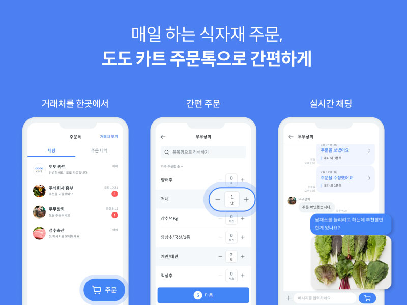 도도 카트, 카톡·전화 대신 쉽고 간편하게 식자재 발주할 수 있는 주문톡 기능 출시