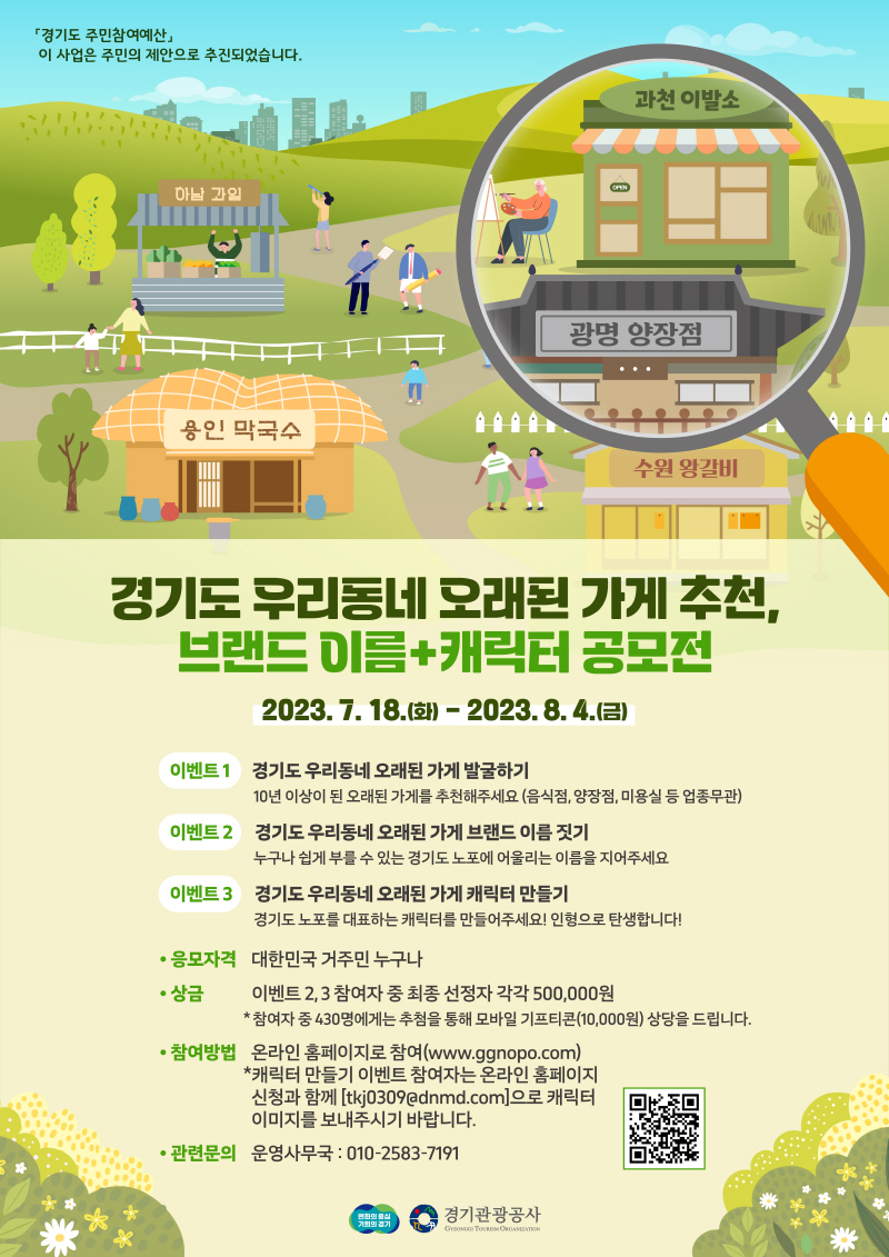 경기도, 오래된 가게(노포) 관광 명소로 개발. 가게 추천 등 공모전 진행