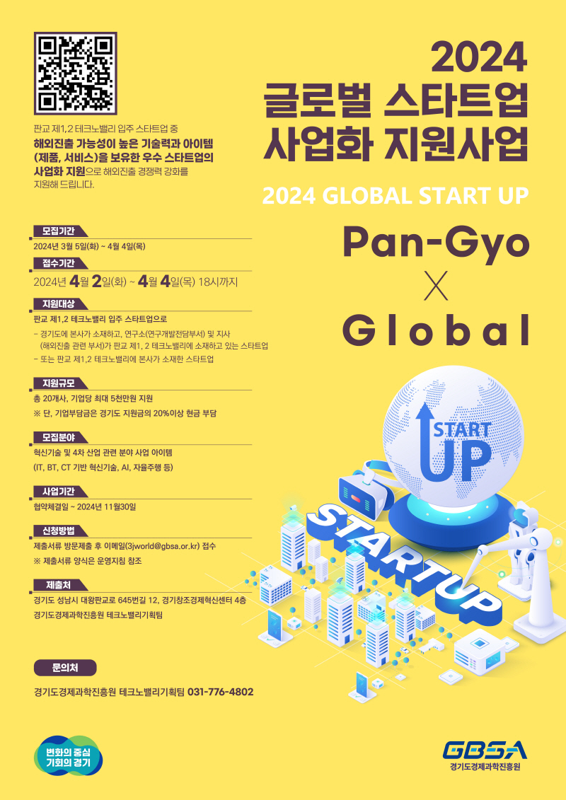 경기도, 판교TV 새싹기업 20개 선정. 해외진출 사업자금 지원