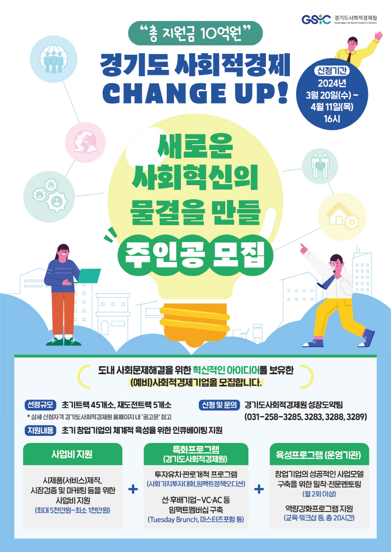 경기도사회적경제원, 2024년 사회적경제 성장패키지 참여 기업 모집