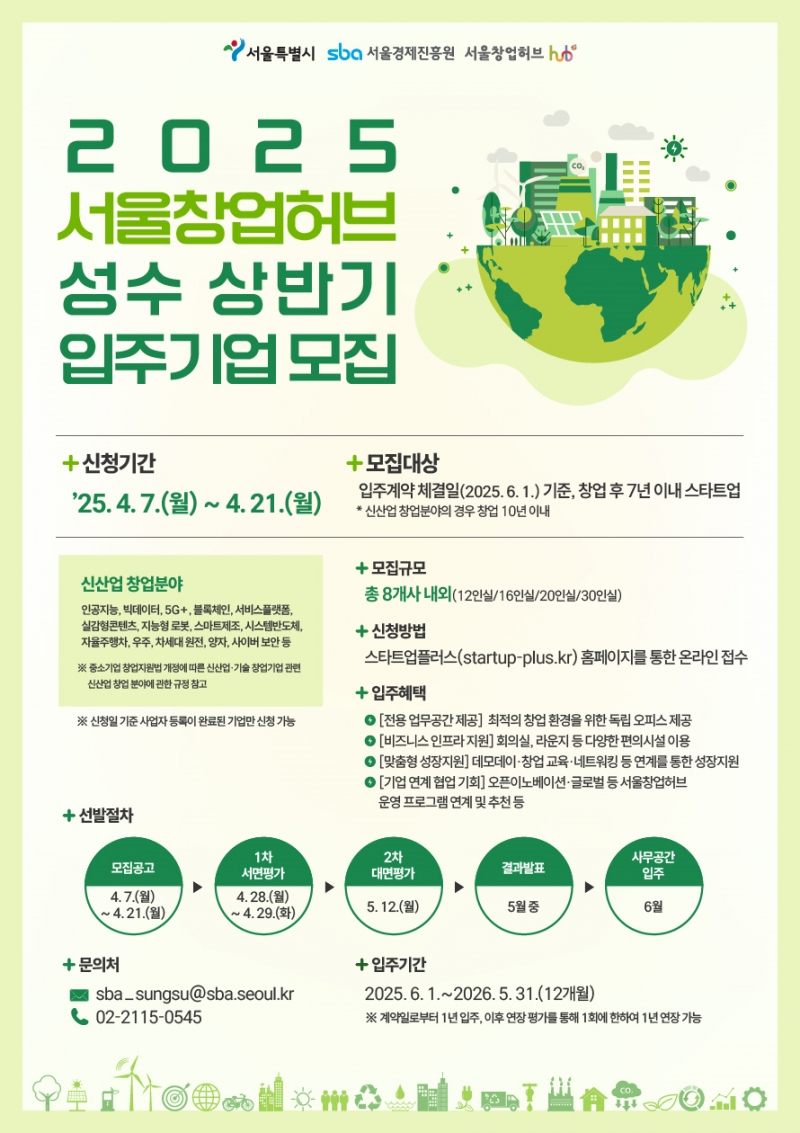 ESG 창업거점 서울창업허브 성수, 상반기 입주기업 8개사 모집