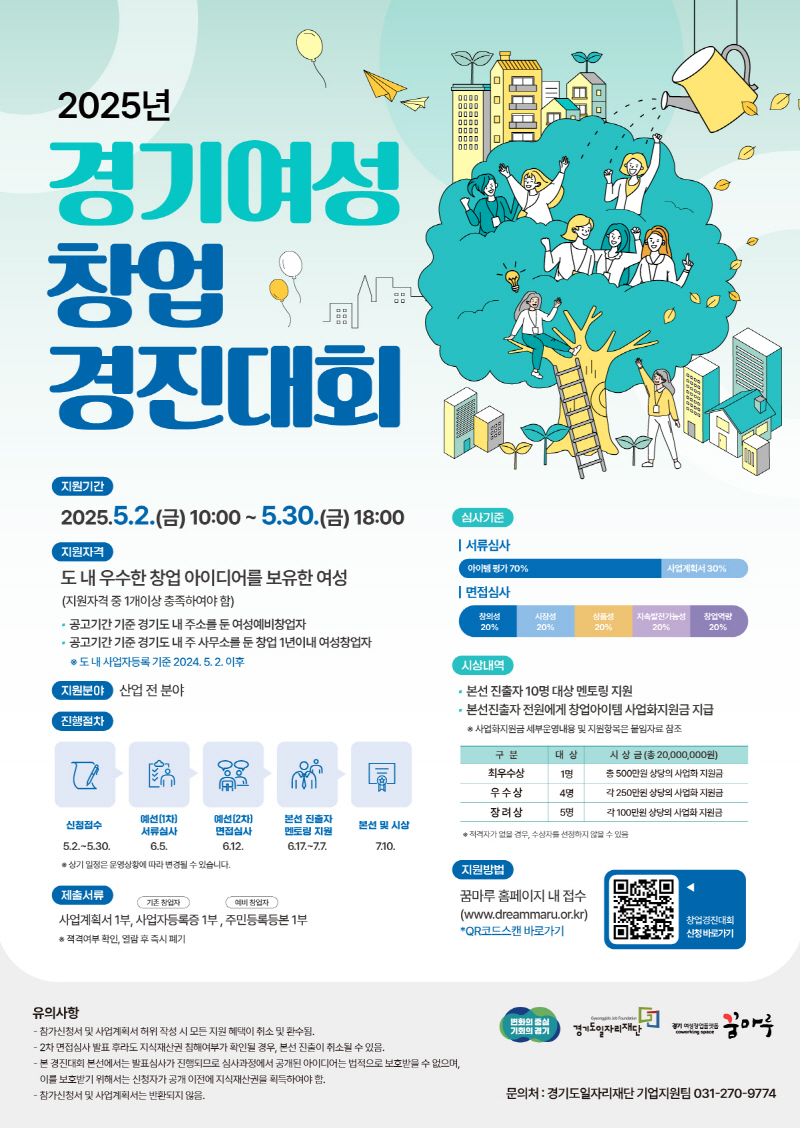 경기도, 여성 창업 꿈 키운다…2025 여성창업경진대회 참가자 모집